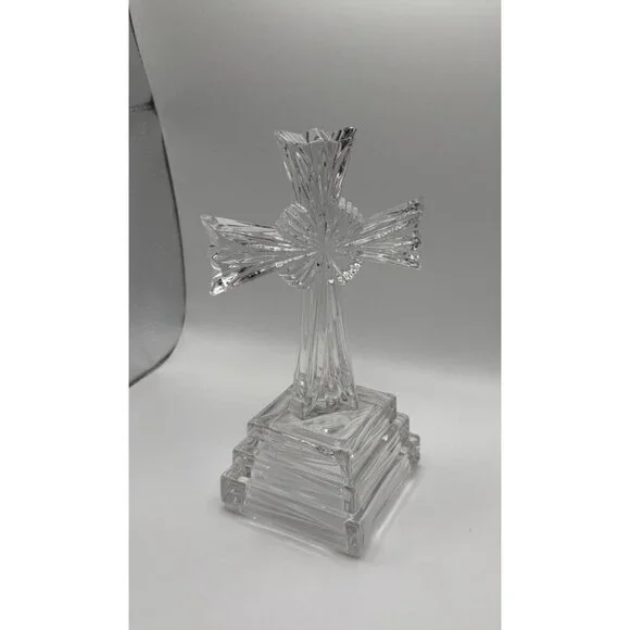 VTG Lead Crystal Lenox "Wedding Promises" Treasures Cross Figurine Germany 8" H - Picture 2 of 5